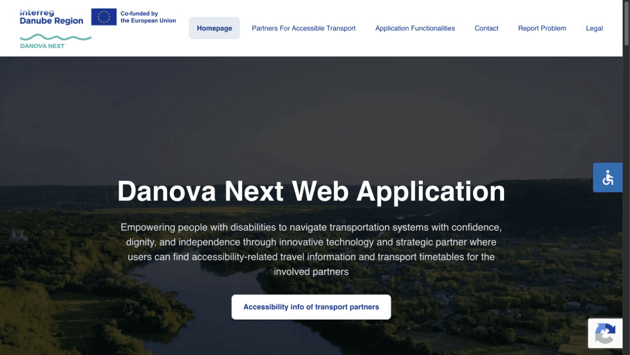 Pagina principală a aplicației web DANOVA NEXT, cofinanțată de Uniunea Europeană prin programul Interreg Danube Region